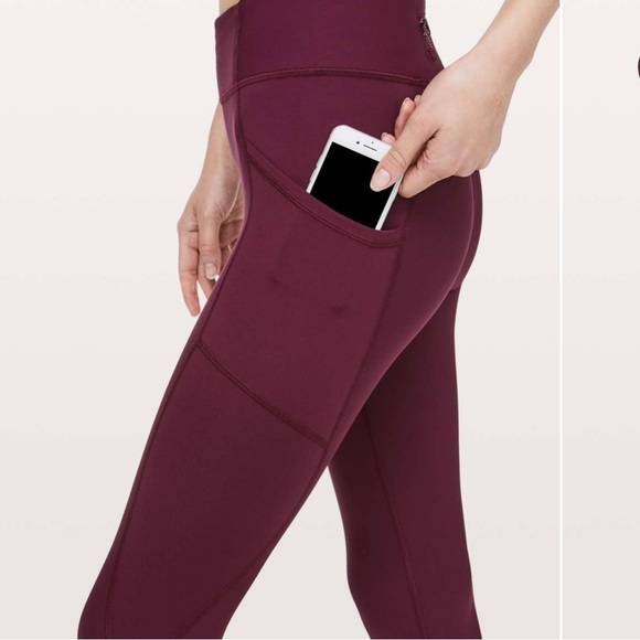 Lululemon Tight Stuff Tight II 25" Burgundy Maroon Size 2 Reflective - Picture 5 of 12